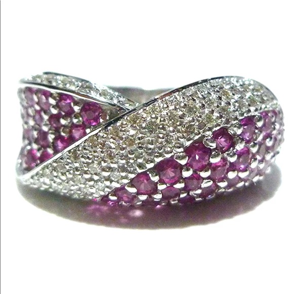 LeVian 14k white gold ombré berry crossover ring - Picture 1 of 6